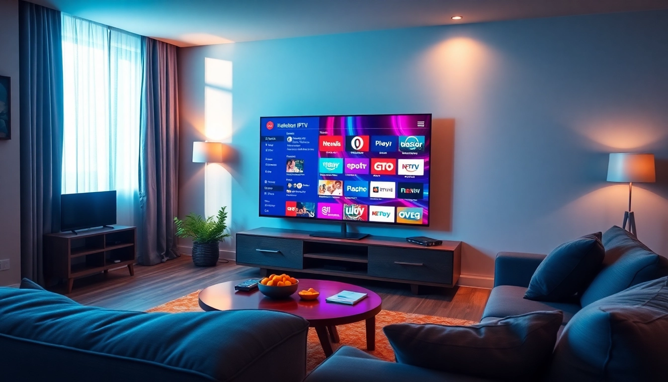 Experience Free trial iptv with a modern setup showcasing live streaming services.