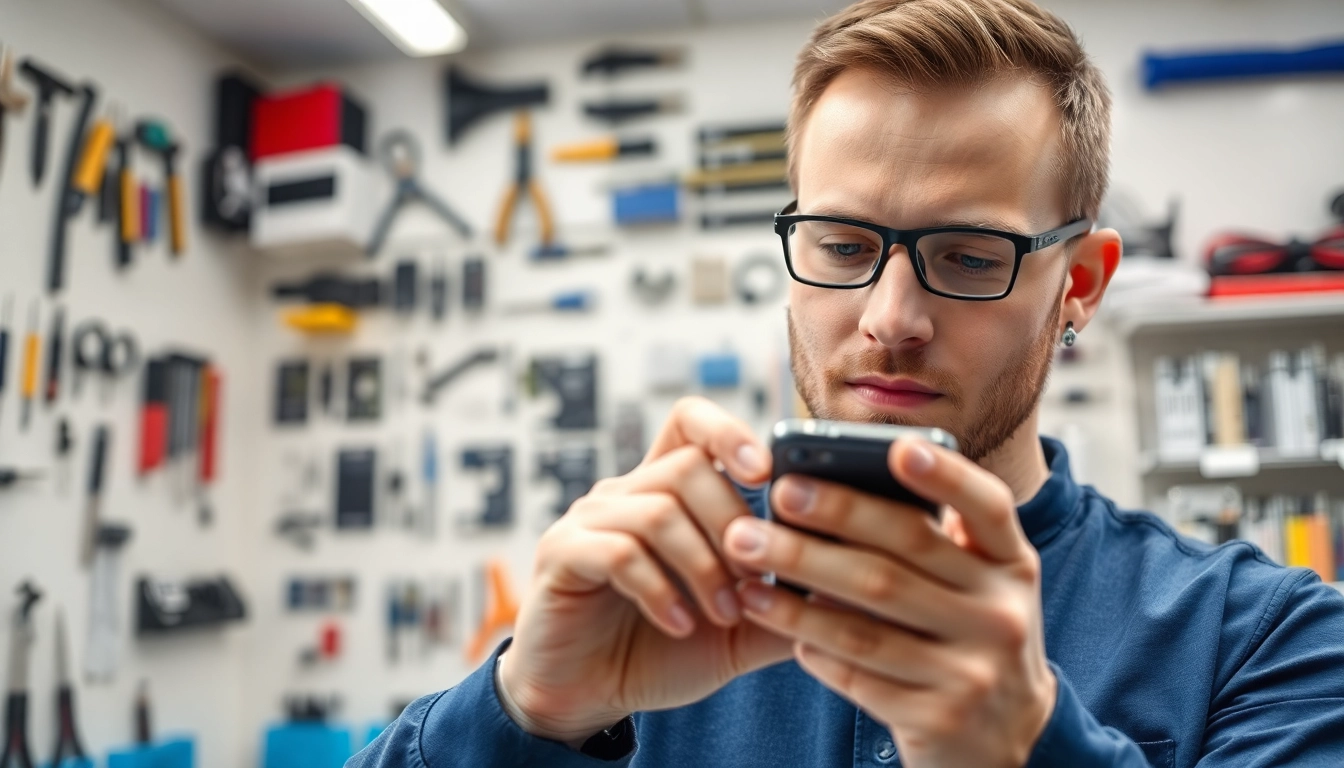 Riparazione cellulari Torino: tecnico ripara un smartphone in un ambiente moderno.
