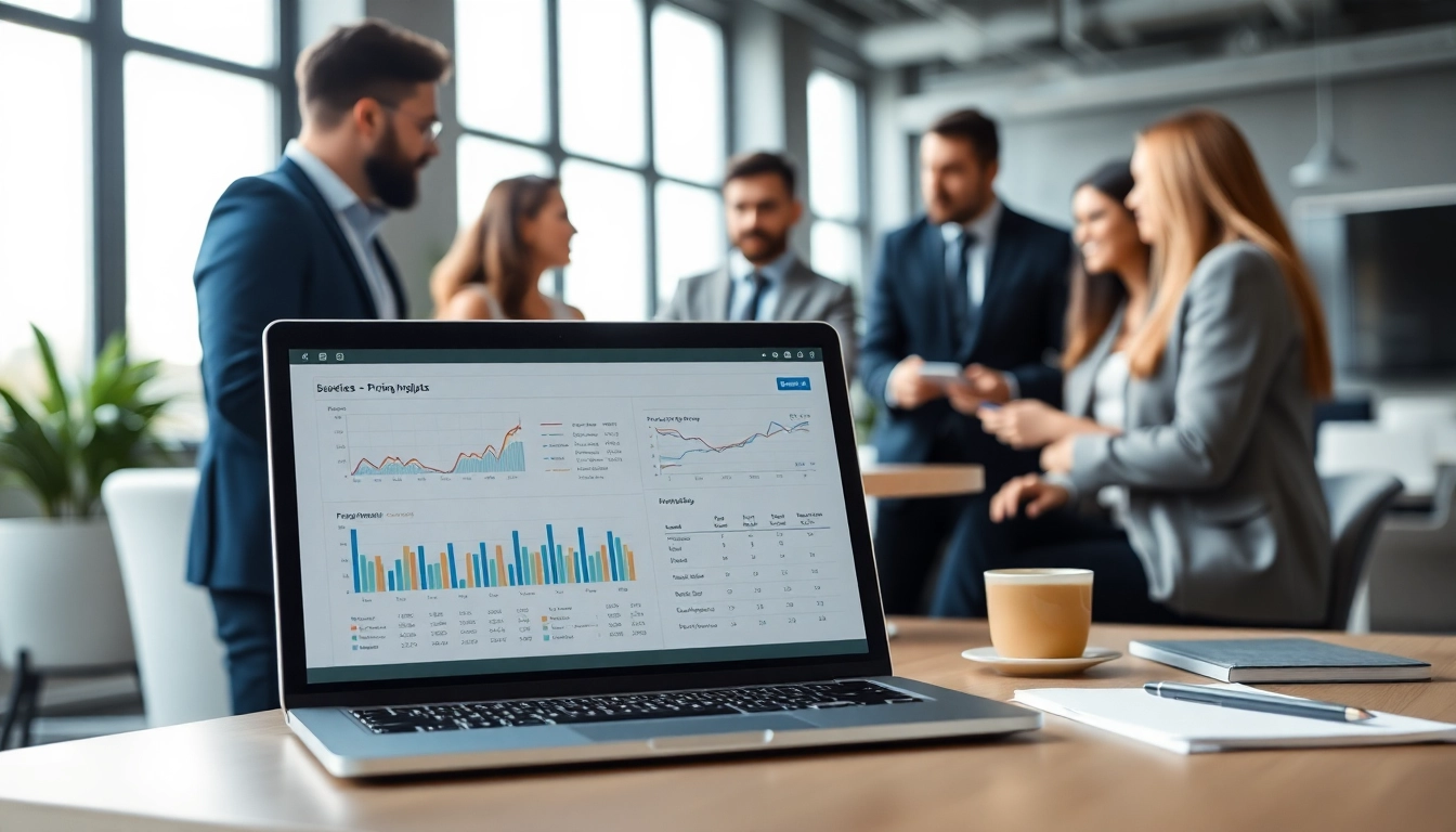 Analyze competitor pricing research trends through collaborative discussions in a modern office setting.