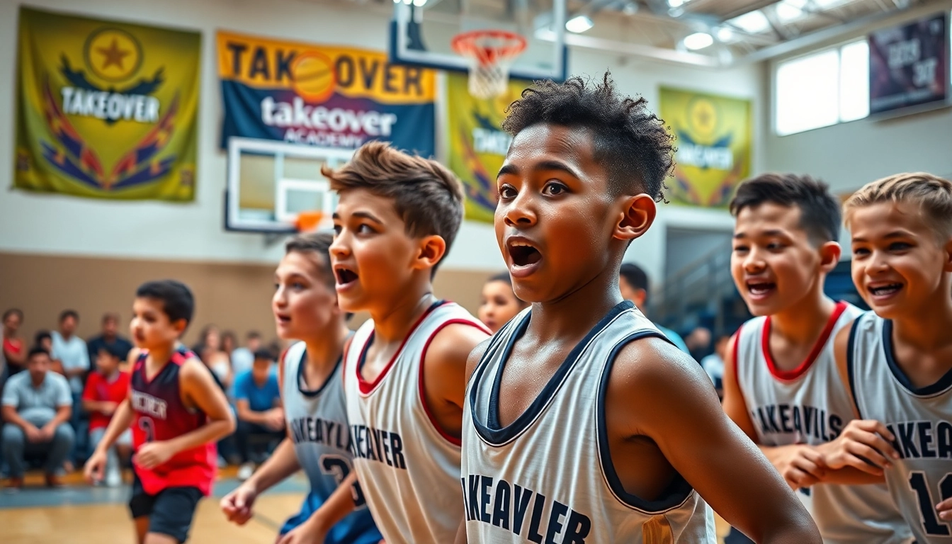 Thrilling training session at Takeover Basketball Academy highlighting determined young athletes in action.