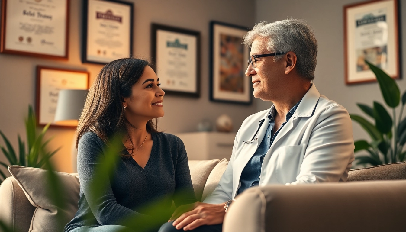 Helping those dealing with depression, a therapist provides support in a warm office setting.