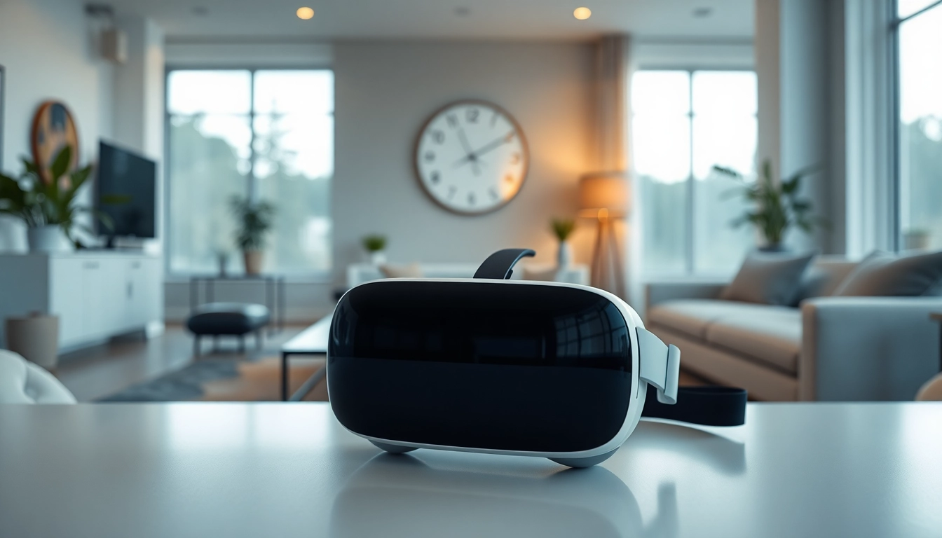Buy Apple Vision Pro showcased elegantly on a modern table in a stylish living room setting.