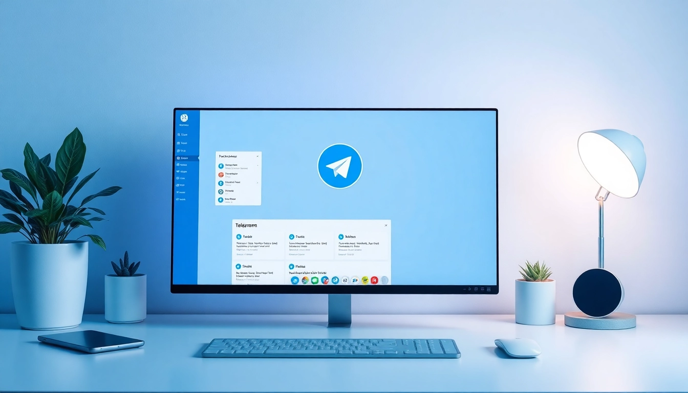 Download telegram电脑下载 effortlessly from your desktop with a sleek user interface showcasing the app.