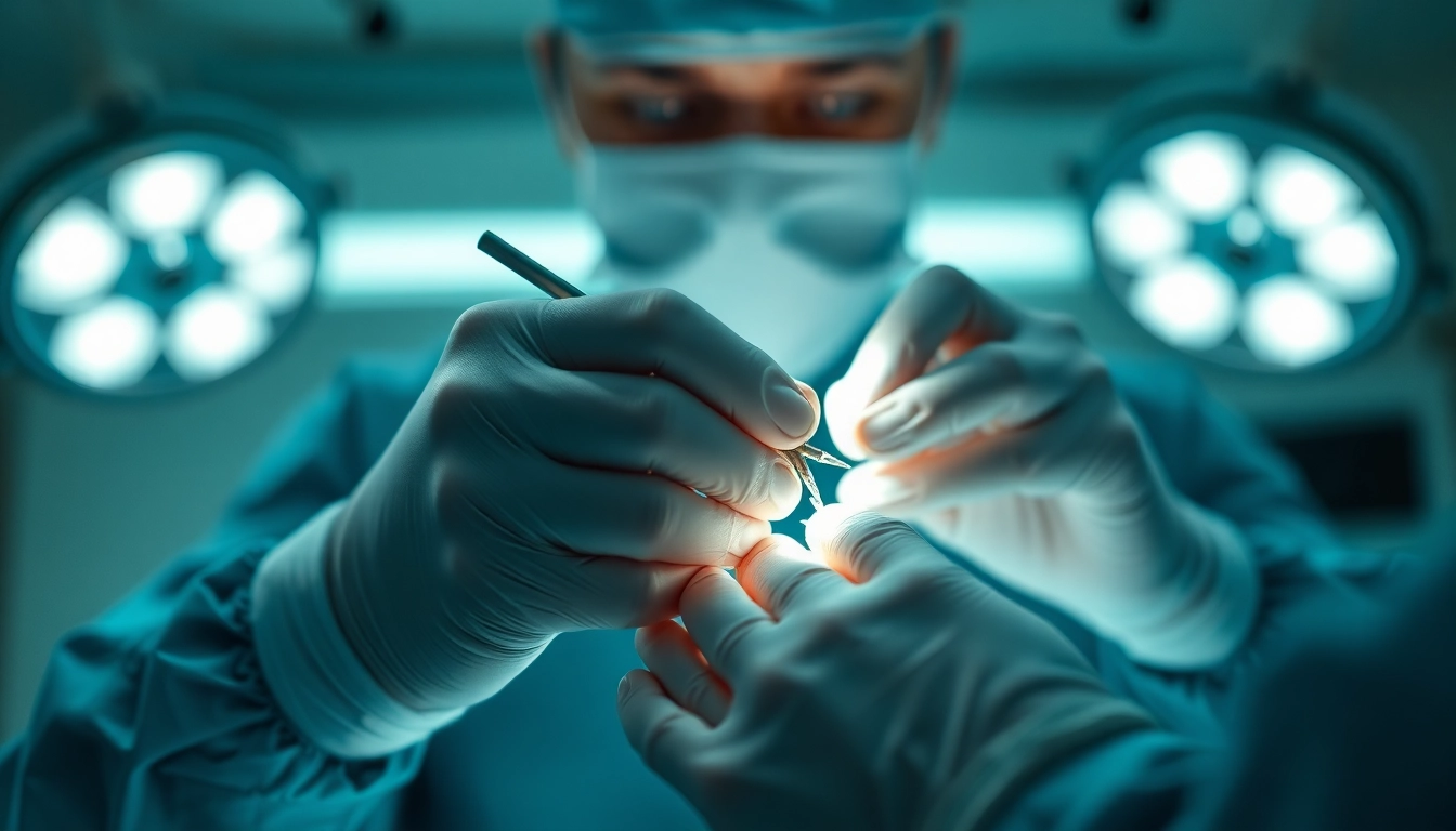 Handchirurgie Braunschweig - Präzise Handoperation durch einen erfahrenen Chirurgen in einem modernen OP-Saal.