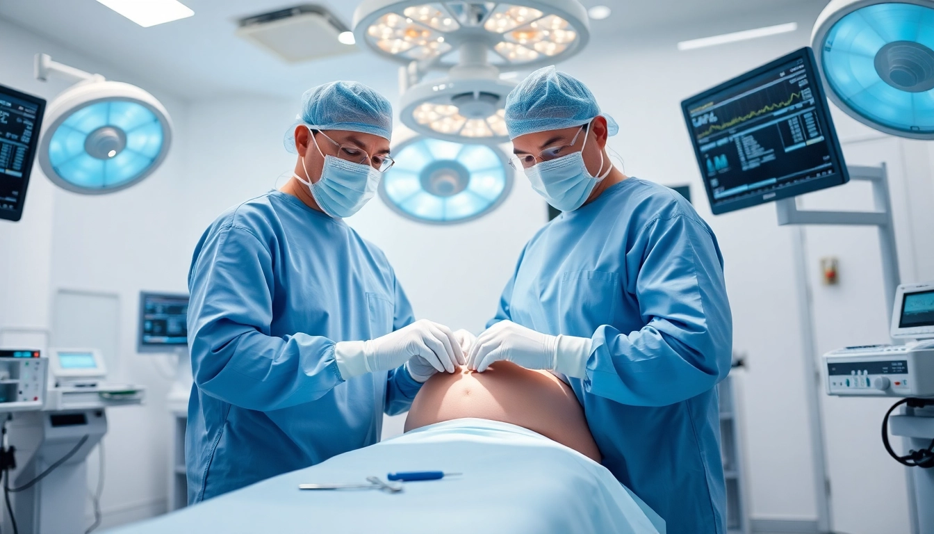 Bauchdeckenstraffung Braunschweig: Professioneller Chirurg führt eine Bauchdeckenstraffung durch.